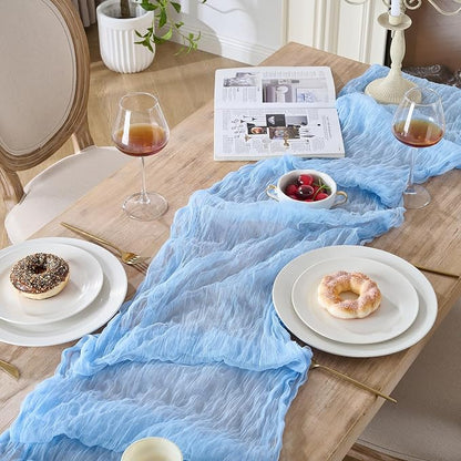 12 Pack Baby Blue Cheesecloth Table Runners, 120 Inch 10Ft Gauze Table Runner - Image 5
