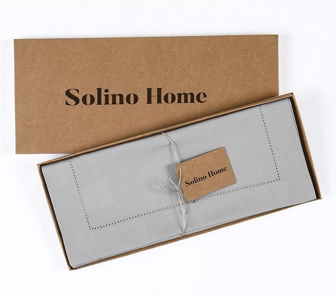 Solino Home Cotton Linen Dining Table Runner Light Grey Woven, 14 x 36 in | - Image 5
