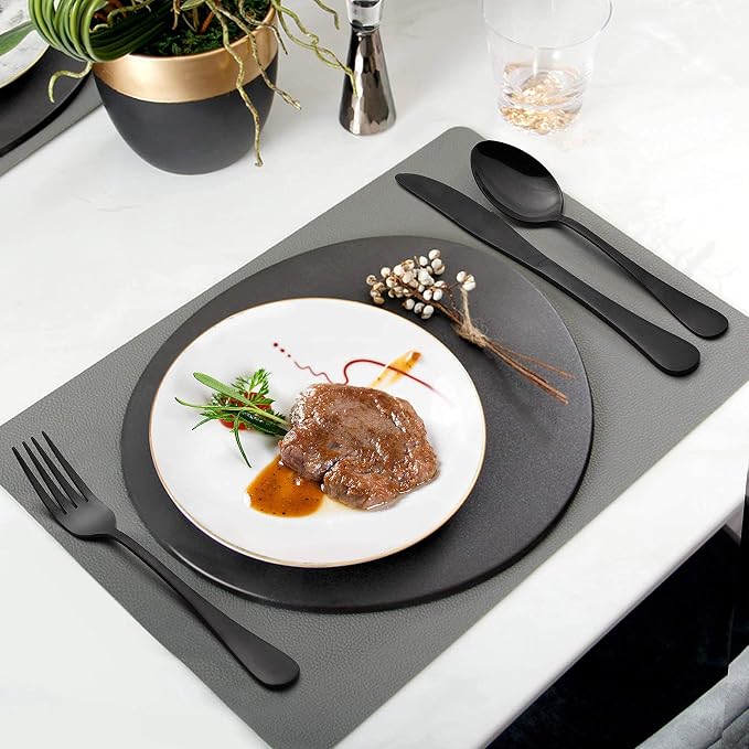 LIANYU Black Silverware Set for 2, 10-Piece Stainless Steel Cutlery Set | - Image 4