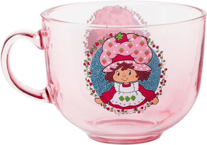 Silver Buffalo Strawberry Shortcake Glitter Wide, Glass Coffee Mug, 16oz | 0.47 - Image 2
