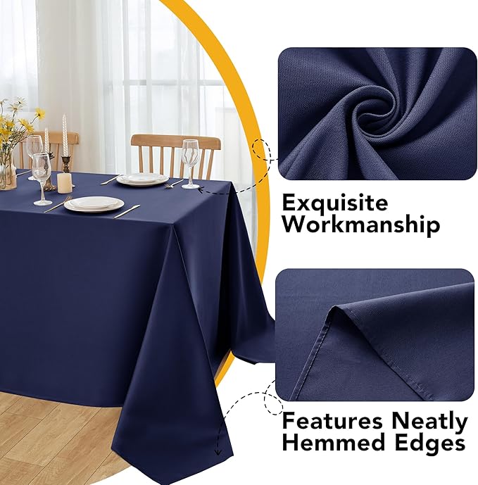 6-Pack Navy Blue Tablecloths for Square Tables, 70 x 70 Inches, Stain-Resistant Polyester Fabric for 3 Foot Tables - Washable Table Covers for Weddings, Banquets, Birthday Parties, Events