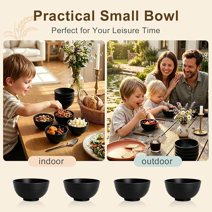 Small Bowls 10oz, Unbreakable & Lightweight Wheat Straw Bowls Sets of 8 - Image 7