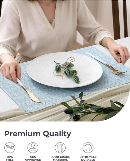 Leetaltree Soft Sky Blue Woven Placemats Set of 12 - Image 6
