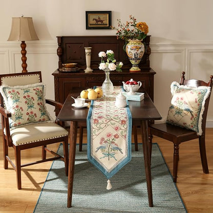 Patdrea Designer Elegant Velvet Table Runner, Colorful Floral Pattern, - Image 3