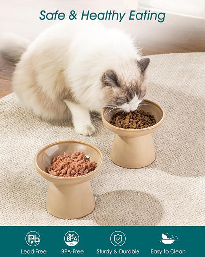 vancasso Elevated Cat Food Bowls 2-Pack, 6.2" Wide Shallow Cat Feeding Bowl - Image 3