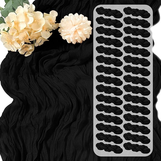 30 Pack Black Cheesecloth Table Runner 17 x 108 inch Cheese Cloth Table Runners by Yorcari