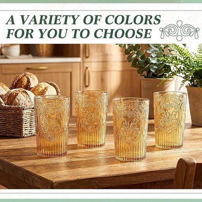 24 Pcs 16 oz Plastic Vintage Drinking Glasses Stemless Ribbed Highball Glasses - Image 6