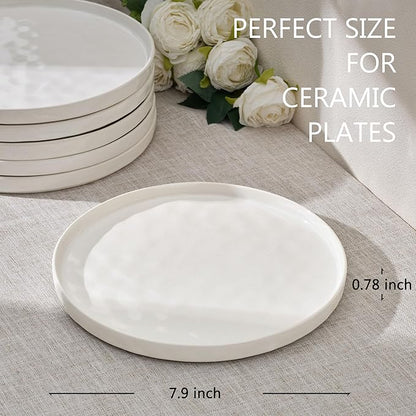 LIANYU Dinner Plates Set of 6, 7.9 Inch Large Ceramic Dessert Plate for Kitchen, Porcelain Serving Dishes for Salad Appetizer Cake Bread, Scratch Resistant, Microwave & Dishwasher Safe, Polar White