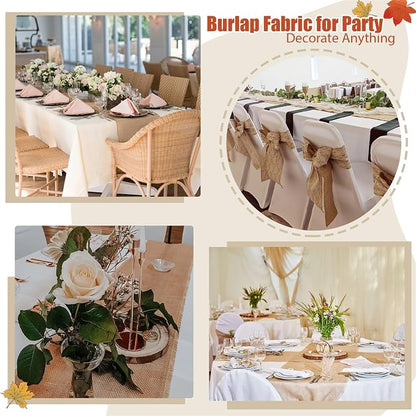 4 Pieces Burlap Table Runners 13x108 Inch Rustic Boho Table Runner | Farmhouse - Image 6