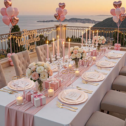 WDF 100pcs Pink Plastic Plates - High-end Baroque Design - Pink and Gold Plates for Upscale Party & Valentine's Day - Including 50 Disposable Plate 10.25inch, 50Salad Plate 7.5inch