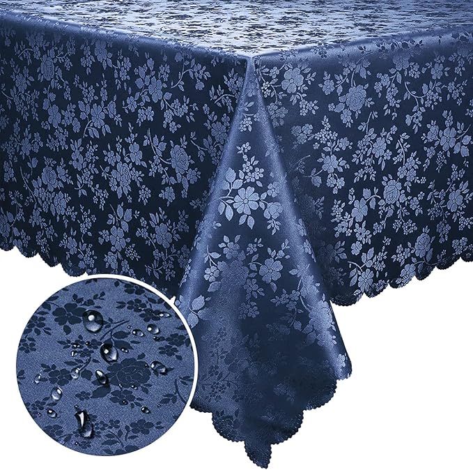 Smiry Rectangle Table Cloth, Waterproof Heavy Duty Vinyl Tablecloths, Wipeable Washable Table Cover for Kitchen and Dining Room (Navy Blue, 60" X 84")