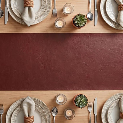 Artoid Mode Red Double Sided Vinyl Faux Leather Table Runner, Seasonal - Image 3