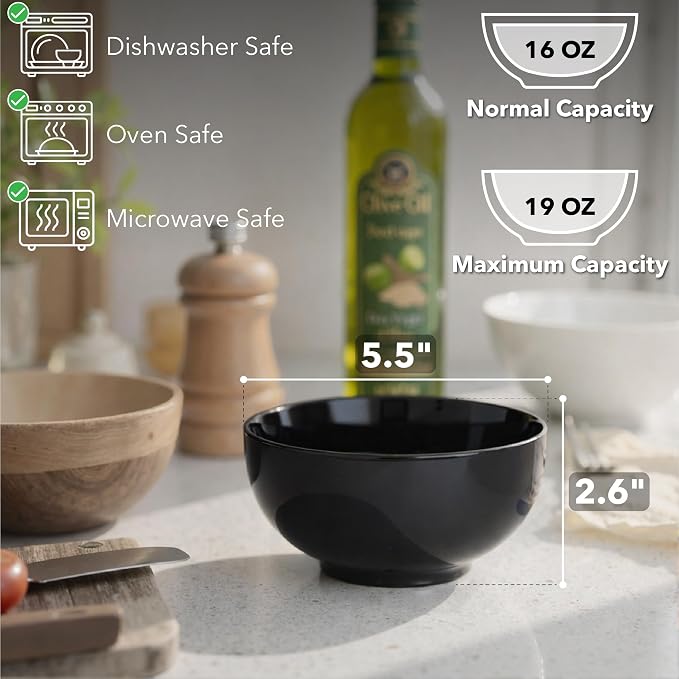 Brew To A Tea BTaT- Soup Bowls Set, 16 Ounces, Porcelain Dishes - Image 3
