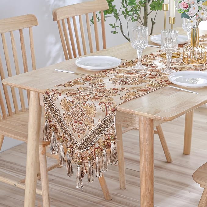 Luxury Vintage Table Runner Embroidery Jacquard Fabric - Image 4