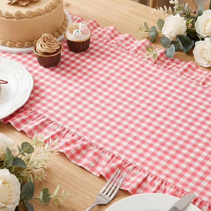 Eternal Beauty 14x120 Gingham Ruffle Table Runner - Image 3