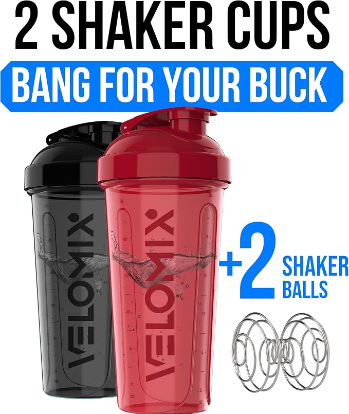 VELOMIX 2 Pack 28oz Protein Shaker Bottle - Image 2