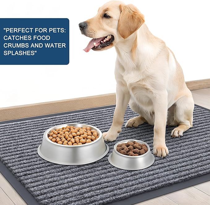OLANLY Front Door Mat Indoor Outdoor Entrance, Waterproof Heavy Duty Doormat, Fade Resistant, Low Profile, Easy Clean Patio Porch Welcome Floor Mats for Entry, 59x23, Light Gray