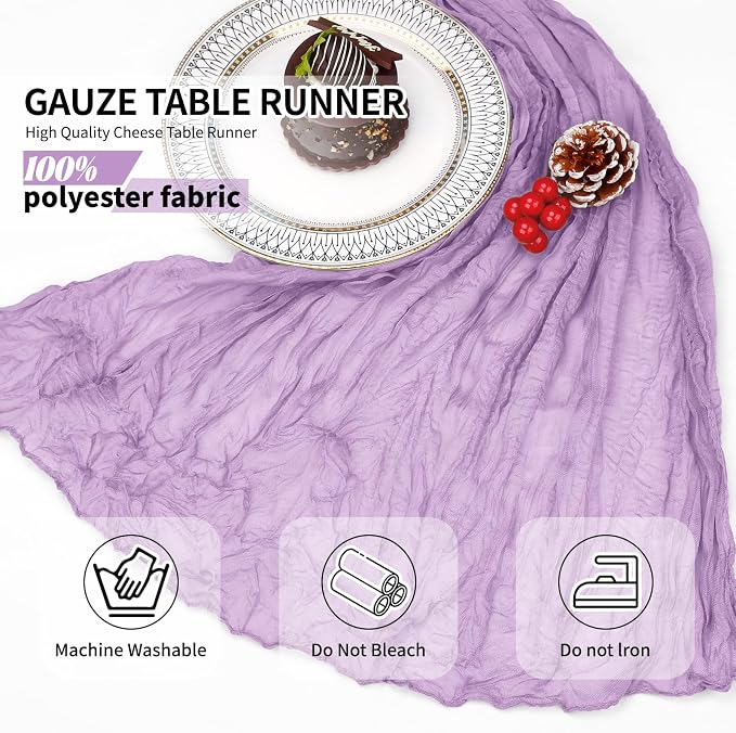 12 Pack Lavender Cheesecloth Table Runner 10Ft, Lilac Purple Table Runners 21.5 - Image 5