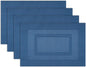 Winknowl Placemats Set of 4, Washable Vinyl Woven Placemats, Heat Resistant & Wipeable Table Mats for Kitchen Dining Table (Navy Blue)