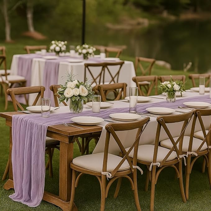 6 Pack Lilac 10FT Purple Cheesecloth Table Runner –120 Inch Boho Gauze Table - Image 4