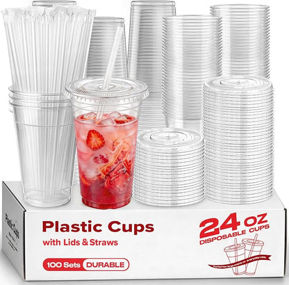100 Pack 24 oz Plastic Cups by Unknown
