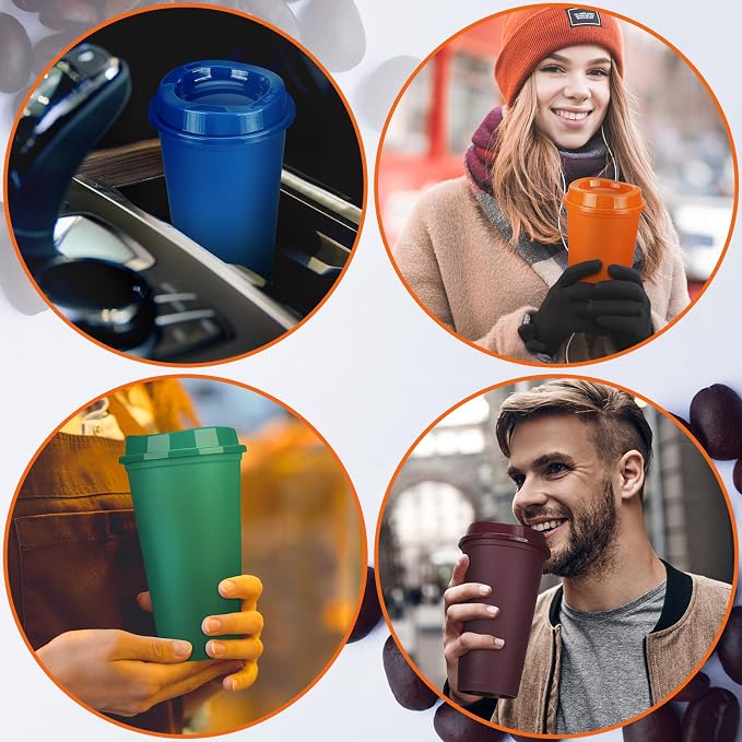 Domensi 15 Pack Reusable Plastic Coffee Cups - Image 4