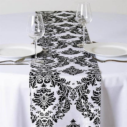 Efavormart 5PCS of Black Damask Flocking Premium Table Top Runner - Image 6