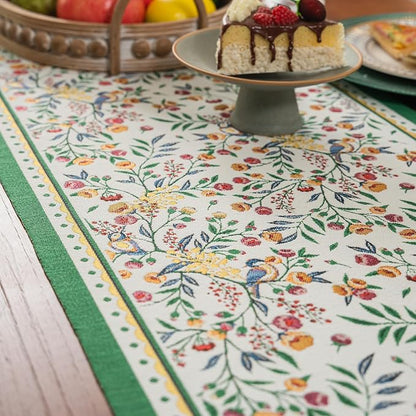 Floral Table Runner with Tassel Edges, Cotton Blend Decorative Runner - Image 2