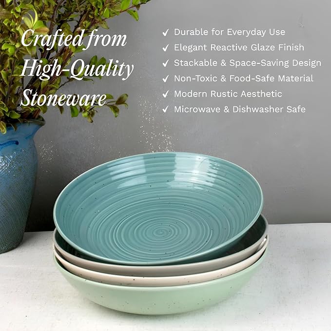Sango Siterra Artist's Blend Stoneware Pasta Bowls Multi Assorted Colors– - Image 3