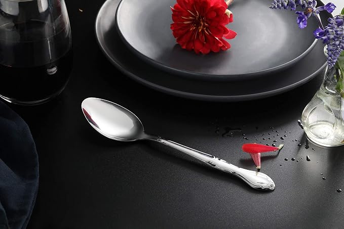 New Star Foodservice Rose Pattern 18/0 Stainless Steel Dinner/Dessert Spoon - Image 5