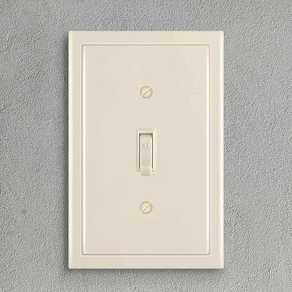 Henne Bery Modern Edge Decorative Wall Plate Switch Plate Outlet Cover, Durable Solid Zinc Alloy (Single Toggle 2PK, Light Almond)