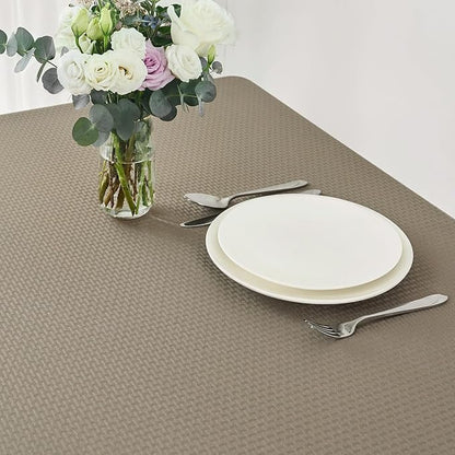 maxmill Square Tablecloth Weaved Texture Stain Resistant Waterproof Wrinkle Resistant Washable Soft Table Cloth, Decorative Fabric Table Cover for Dining Room Dinner and Parties, 52 x 52 Inch, Brown