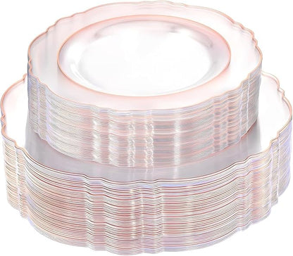 100pcs Rose Gold Plates Plastic Disposable by WDF