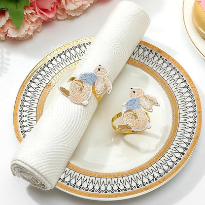 Lewondr 6 Pack Easter Bunny Napkin Rings, Easter Napkin Rings Decoration | - Image 7