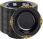 100PCS Black Plastic Bowls - 12 oz Black Gold Disposable Salad Bowls - Heavy Duty Soup Serving Bowl - Fancy Plastic Candy Bowl for Weddings, Parties, Dinners, Catering, Picnics, Party