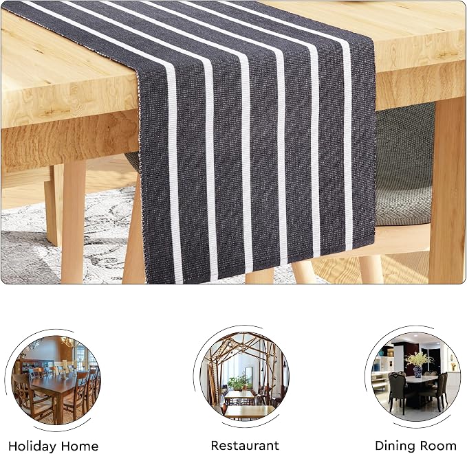 Encasa XO Dining Table Runner 13"x59" | Yarn Dyed Fine Ribbed Cotton | Roma - Image 4
