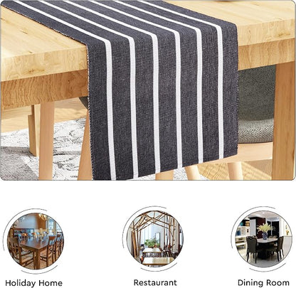Encasa XO Dining Table Runner 13"x59" | Yarn Dyed Fine Ribbed Cotton | Roma - Image 4