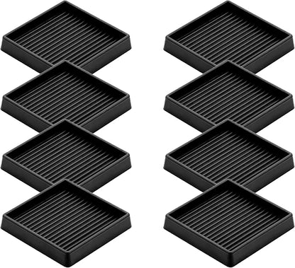 3X3 Rubber Caster Cups, Non Slip Furniture Pads, Anti-Slip Gripper, Anti Skid Furniture Feet, Anti Slide Floor Protector for Bed Couch Stoppers (8 Pack, Black)