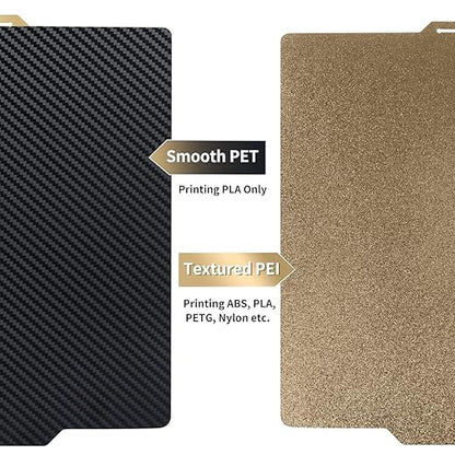 Smooth Carbon Fiber PET + Textured PEI Build Plate 257x257mm, Double Sided Flexible Print Bed 3D Printer PET+PEI Bed Plate for Bambu Lab X1/X1C/P1P/P1S/P2S