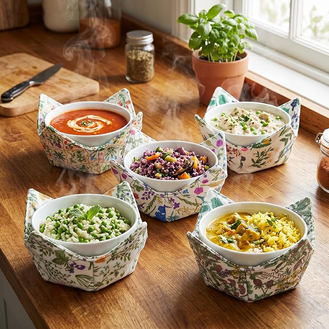Cotton Microwavable Bowl Cozy, Microwave-Safe Hot Bowl Holders, Soup Bowl Cozy - Image 6