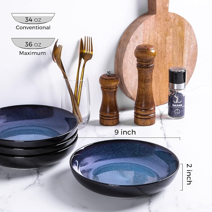 LERATIO Large Pasta Bowls, 38oz Ceramic Pasta Bowls, 9.0" Reactive Glaze Pasta - Image 2