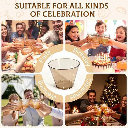 Glowserve 9 OZ Brown Disposable Plastic Cups Cocktail Cup 50 Pack | Fancy - Image 6