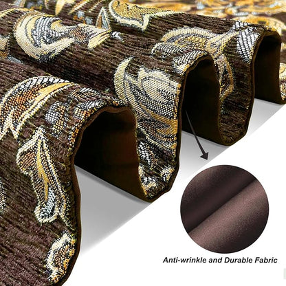 Glittering Colorful Jacquard Table Runner 72 inches Long Dark Brown | Chenille - Image 6