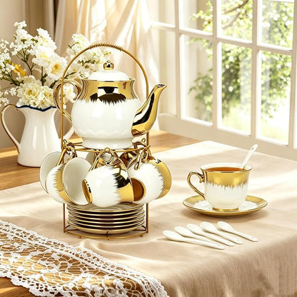 Porcelain Tea Set, Large Ceramic Tea Set - Image 5