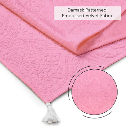 Encasa XO Table Runner, Embossed Velvet, Elegant 13"x72" | Pink, 175 GSM - Image 5