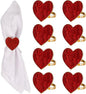 Red Heart Napkin Rings Set of 8 by Getfitsoo
