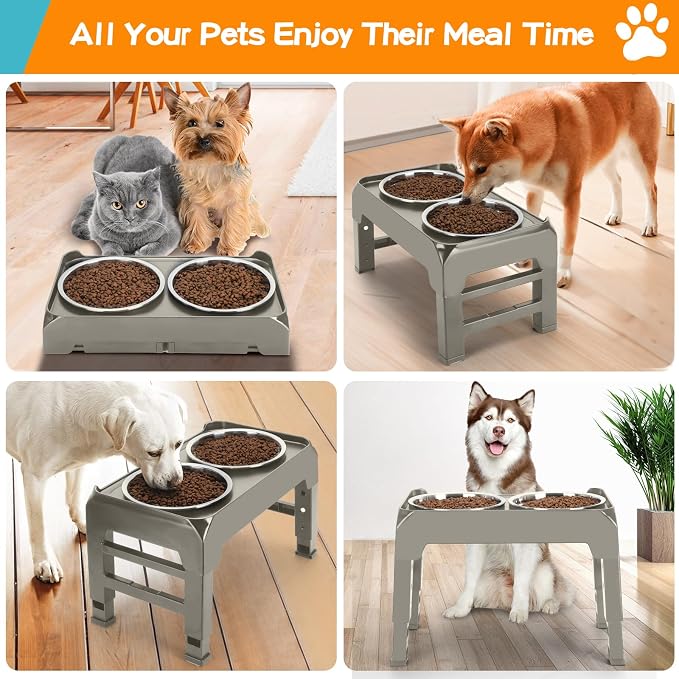 Elevated Bowls, 4 Height Adjustable Raised Stand - Image 8