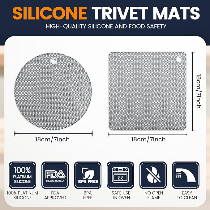 Silicone Trivet Mats 4 Heat Resistant Pot Holders Multipurpose Non-Slip Hot Pads - Image 2