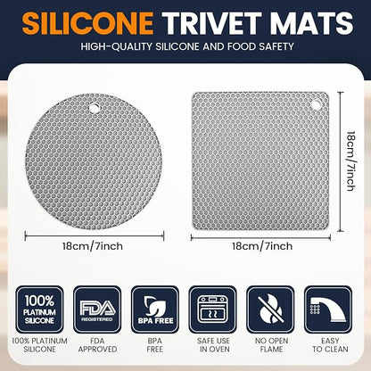 Silicone Trivet Mats 4 Heat Resistant Pot Holders Multipurpose Non-Slip Hot Pads - Image 2