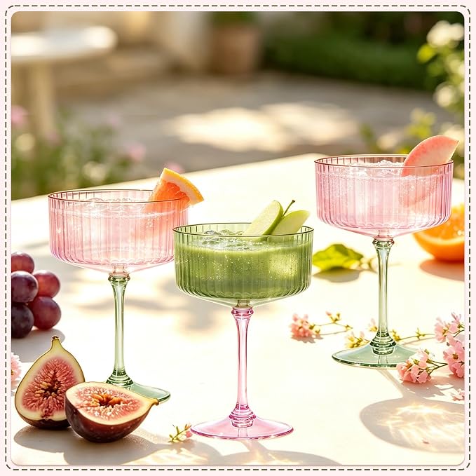 24PCS Plastic Martini Glasses, Unbreakable Reusable Champagne Coupe, Removable - Image 5
